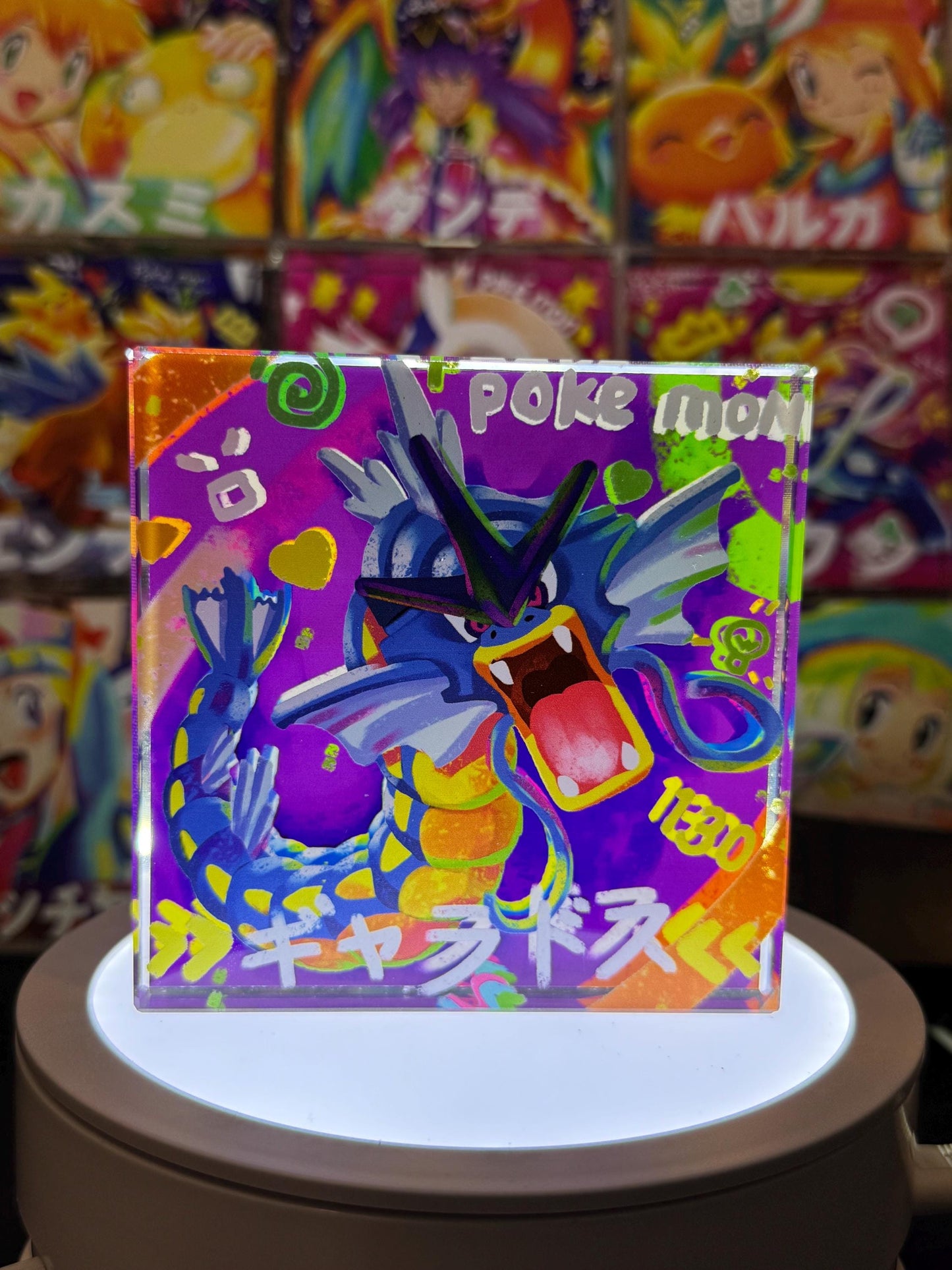 Grarados CustomMade Pokemon Crystal Acrylic Block 10cmx10cmx1.5cm-Gift For him-Pokemon fan-Pokemon TCG PTCG-Pikachu Charizard Full Art