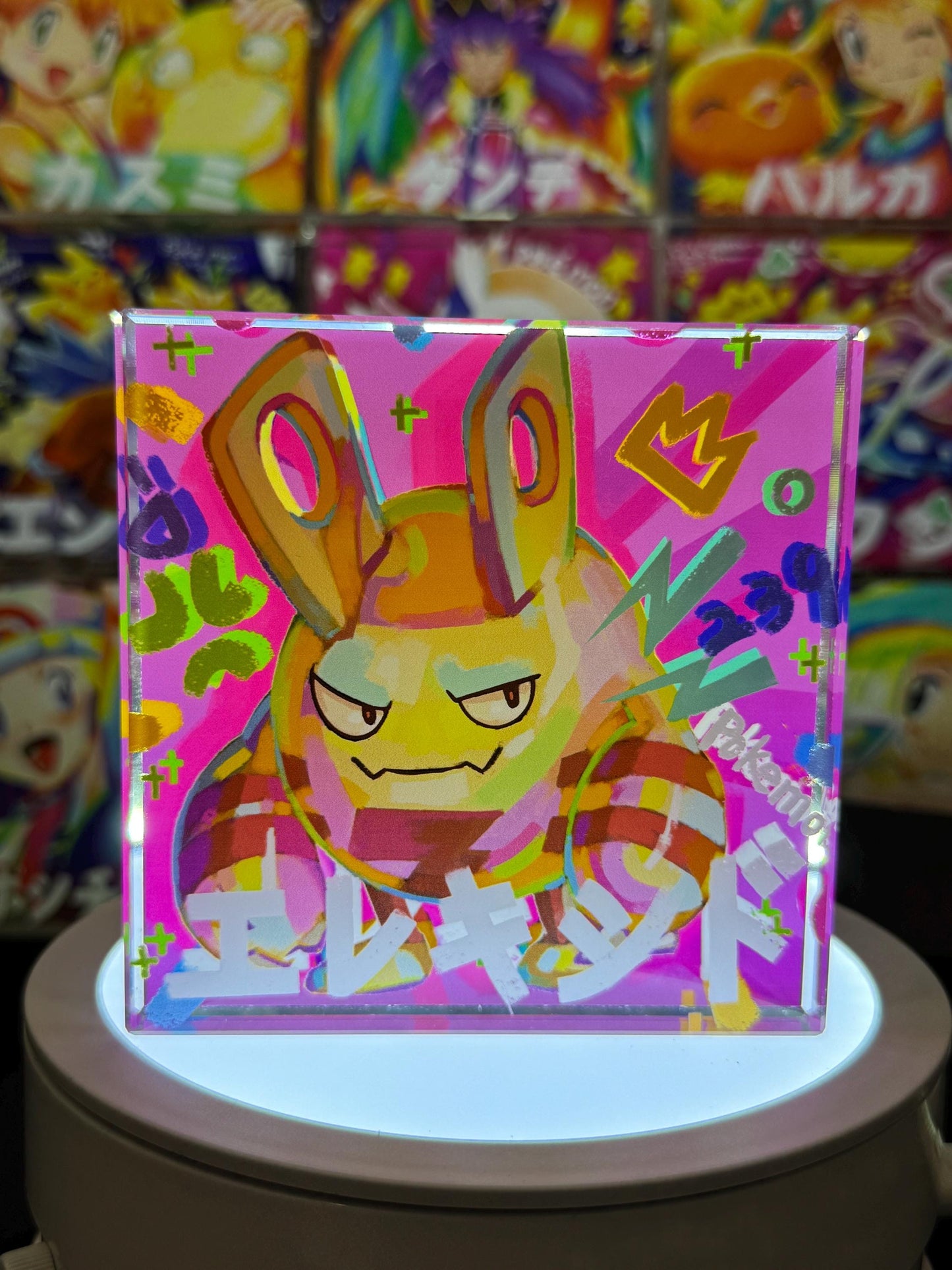 Electabuzz Evolution Chain CustomMade Pokemon Crystal Acrylic Block 10x10x1.5cm-Gift For him-Pokemon fan-Pokemon TCG PTCG Full Art