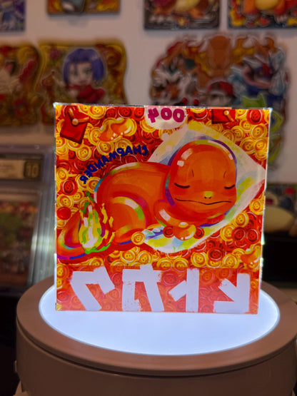 Charmander CustomMade Pokemon Crystal Acrylic Block 10cmx10cmx1.5cm-Gift For him-Pokemon fan-Pokemon TCG PTCG-Pikachu Charizard Full Art