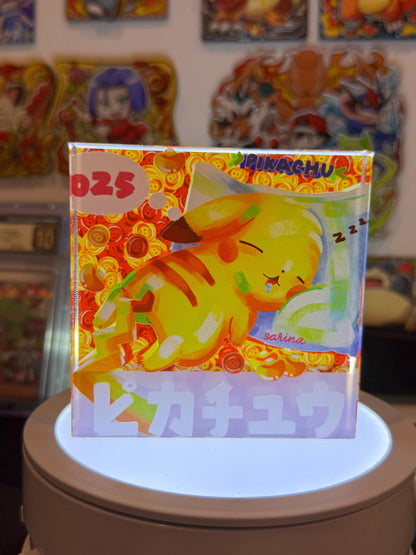 Pikachu CustomMade Pokemon Crystal Acrylic Block 10cmx10cmx1.5cm-Gift For him-Pokemon fan-Pokemon TCG PTCG-Pikachu Charizard Full Art
