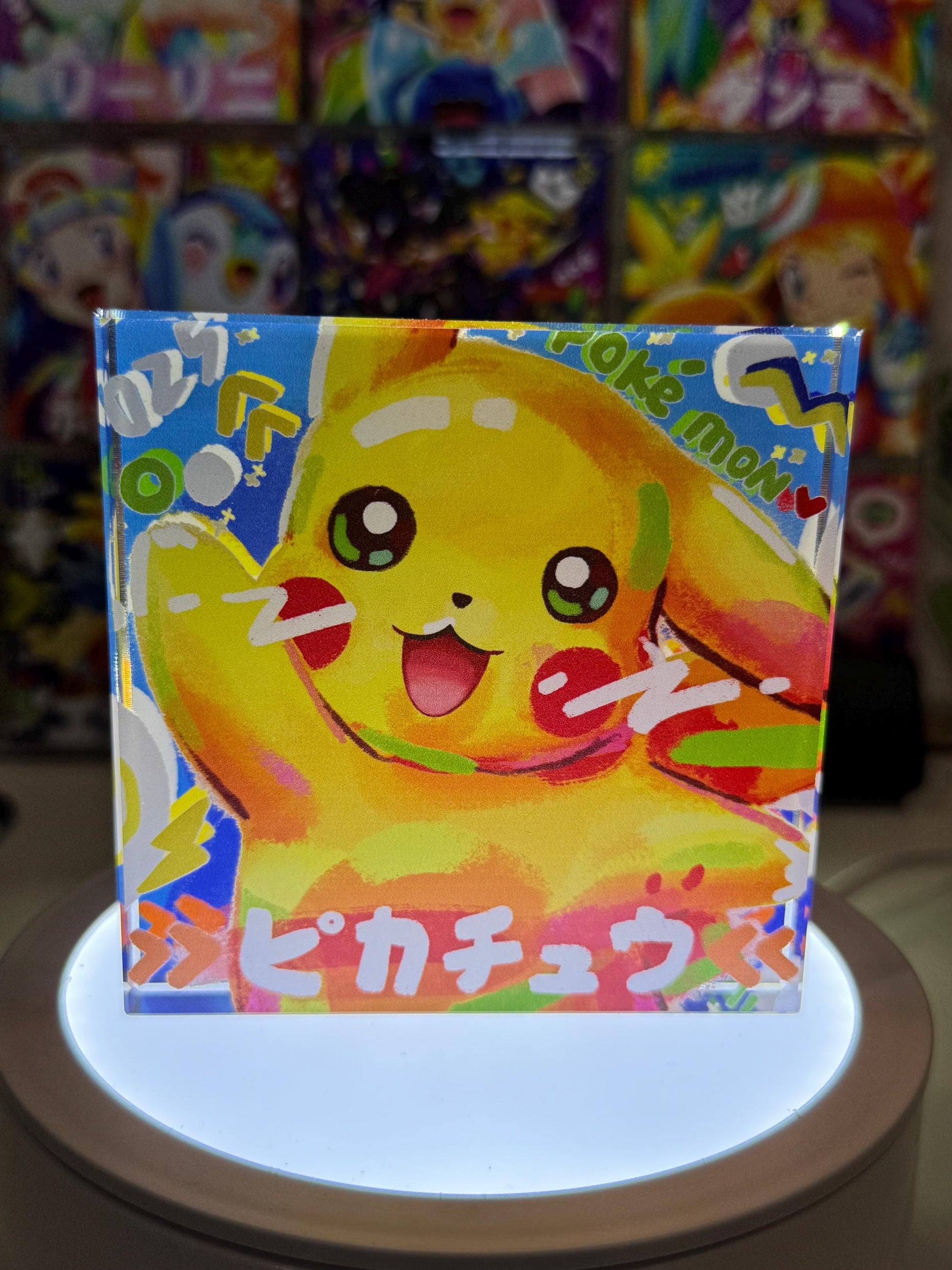 Pikachu CustomMade Pokemon Acrylic Crystal Block-10cm Handcrafted Gift for Collectors TCG PTCG-Pikachu Charizard Original Display Art