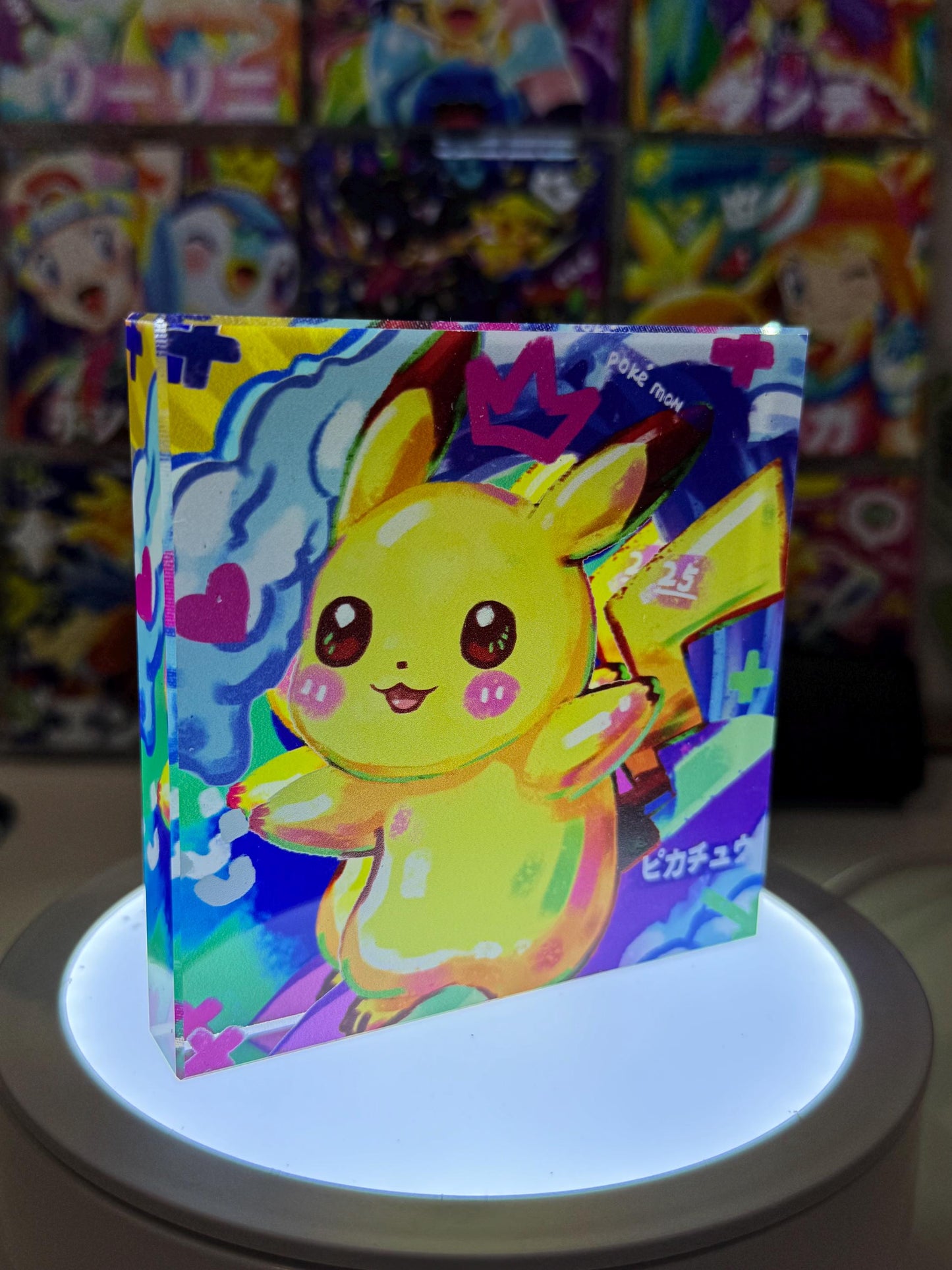 Pikachu CustomMade Pokemon Acrylic Crystal Block-10cm Handcrafted Gift for Collectors TCG PTCG-Pikachu Charizard Original Display Art