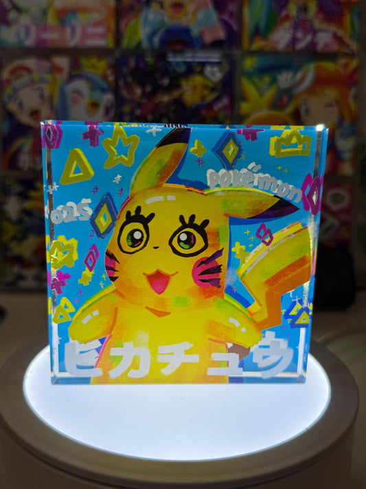 Pikachu CustomMade Pokemon Acrylic Crystal Block-10cm Handcrafted Gift for Collectors TCG PTCG-Pikachu Charizard Original Display Art