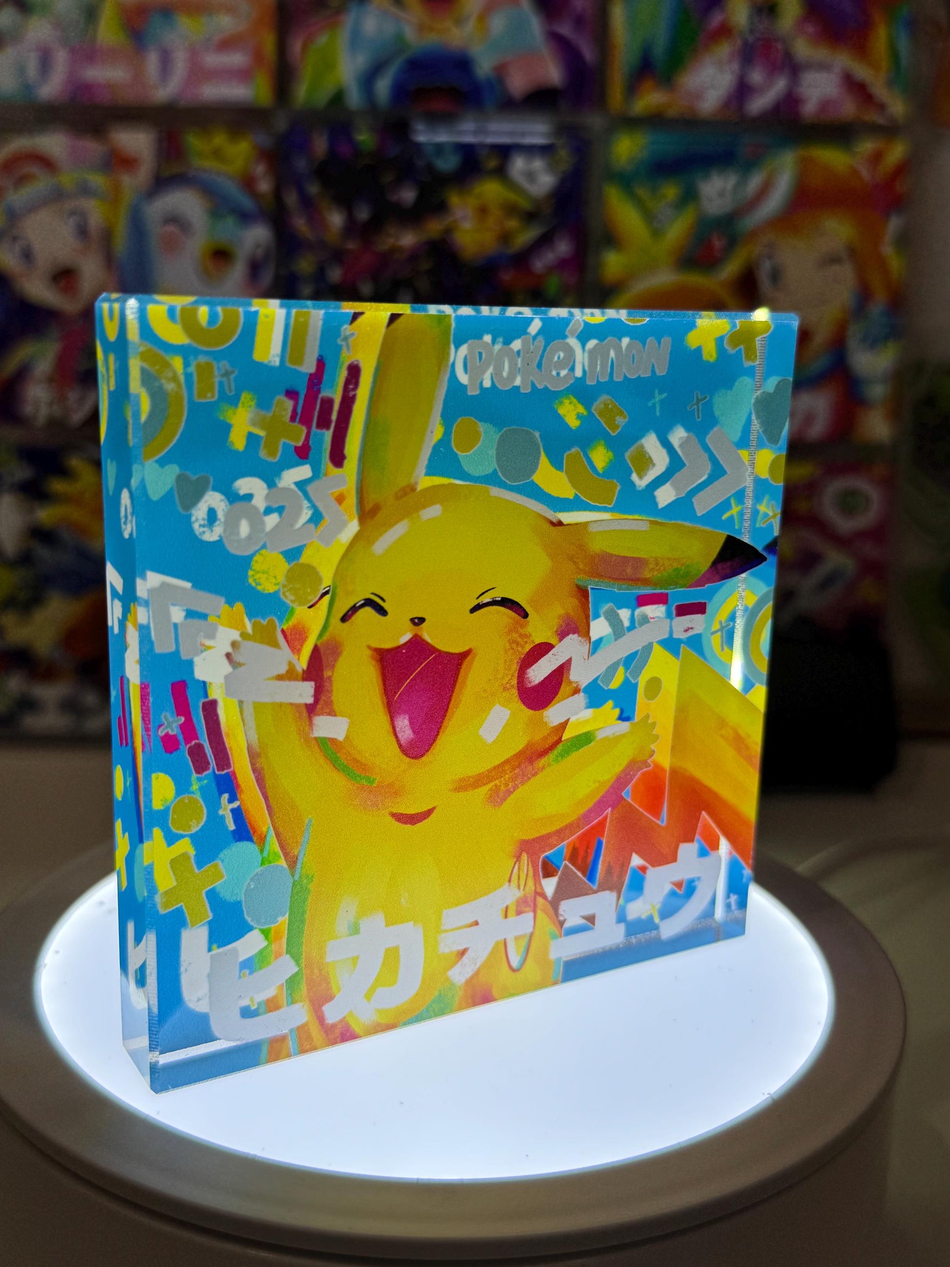 Pikachu CustomMade Pokemon Acrylic Crystal Block-10cm Handcrafted Gift for Collectors TCG PTCG-Pikachu Charizard Original Display Art