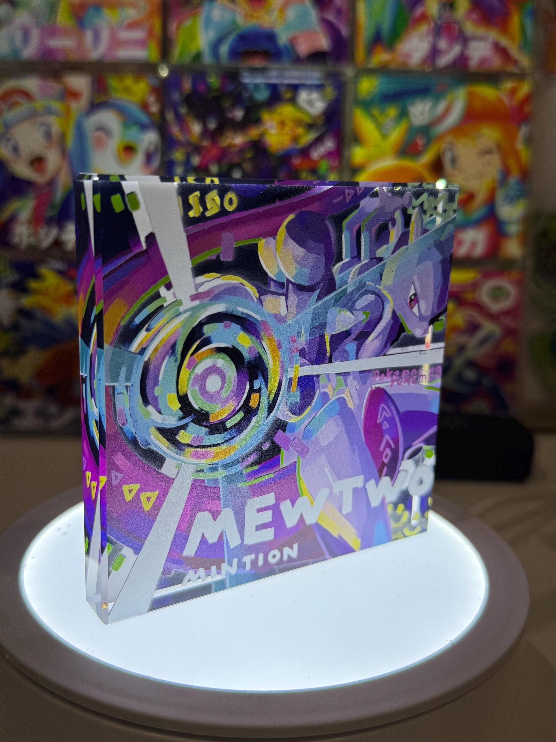 Mewtwo CustomMade Pokemon Acrylic Crystal Block-10cm Handcrafted Gift for Collectors TCG PTCG-Pikachu Charizard Original Display Art