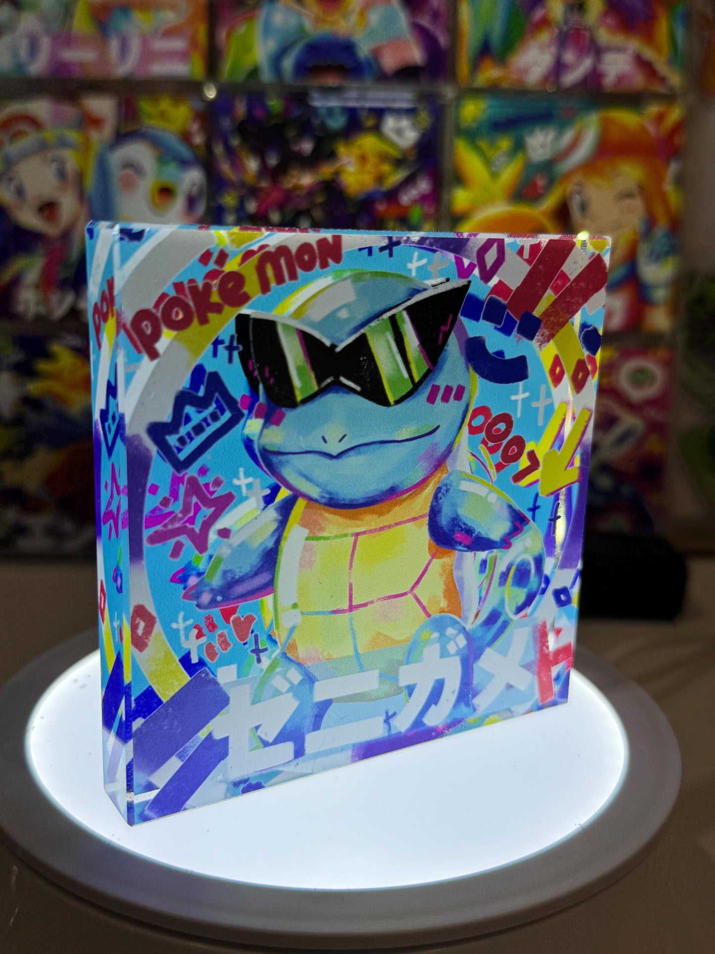 Squirtle CustomMade Pokemon Acrylic Crystal Block-10cm Handcrafted Gift for Collectors TCG PTCG-Pikachu Charizard Original Display Art