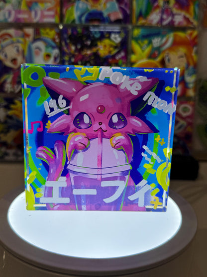 Espeon eevee CustomMade Pokemon Acrylic Crystal Block-10cm Handcrafted Gift for Collectors TCG PTCG-Pikachu Charizard Original Display Art