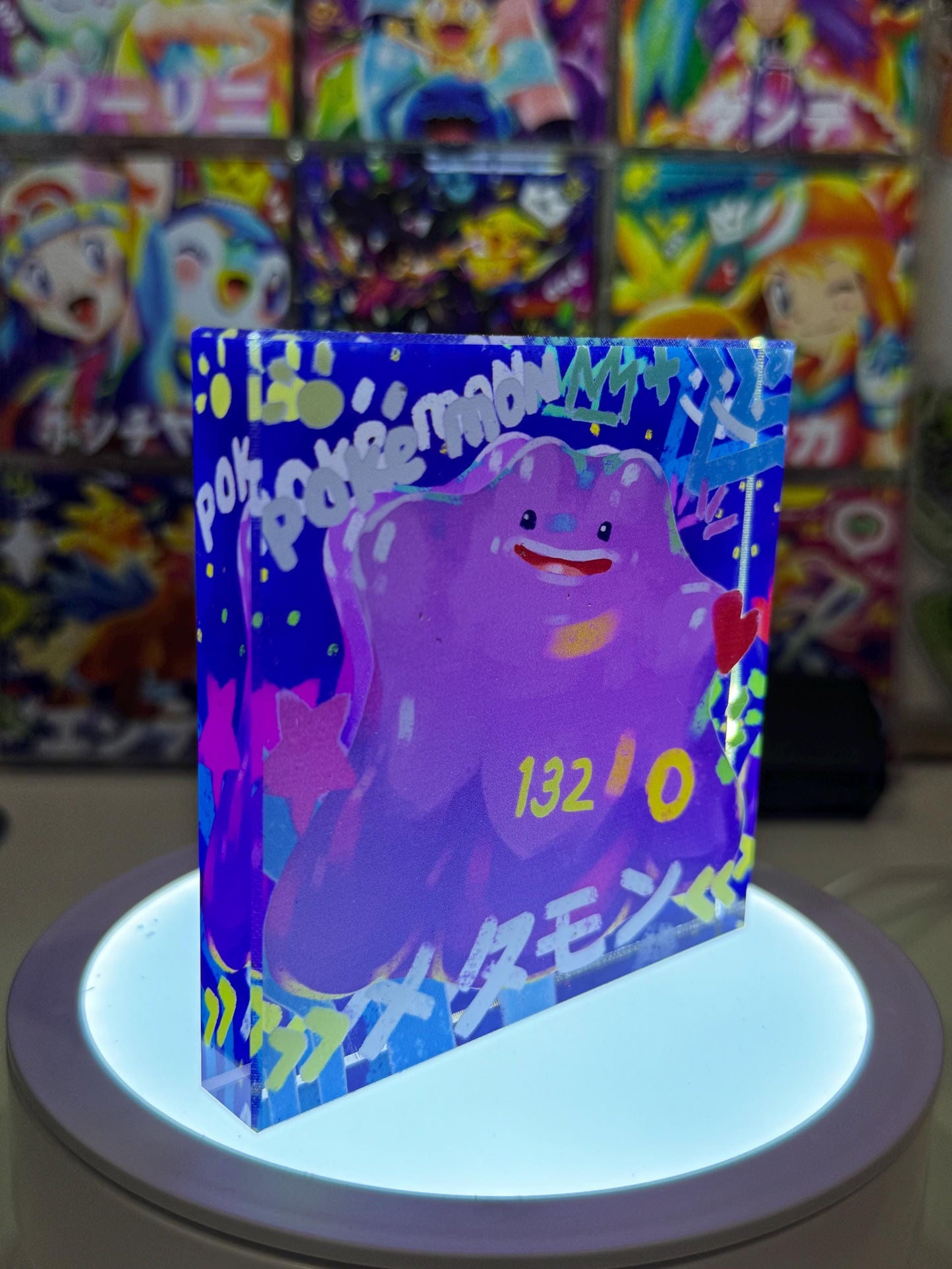Ditto CustomMade Pokemon Acrylic Crystal Block-10cm Handcrafted Gift for Collectors TCG PTCG-Pikachu Charizard Original Display Art