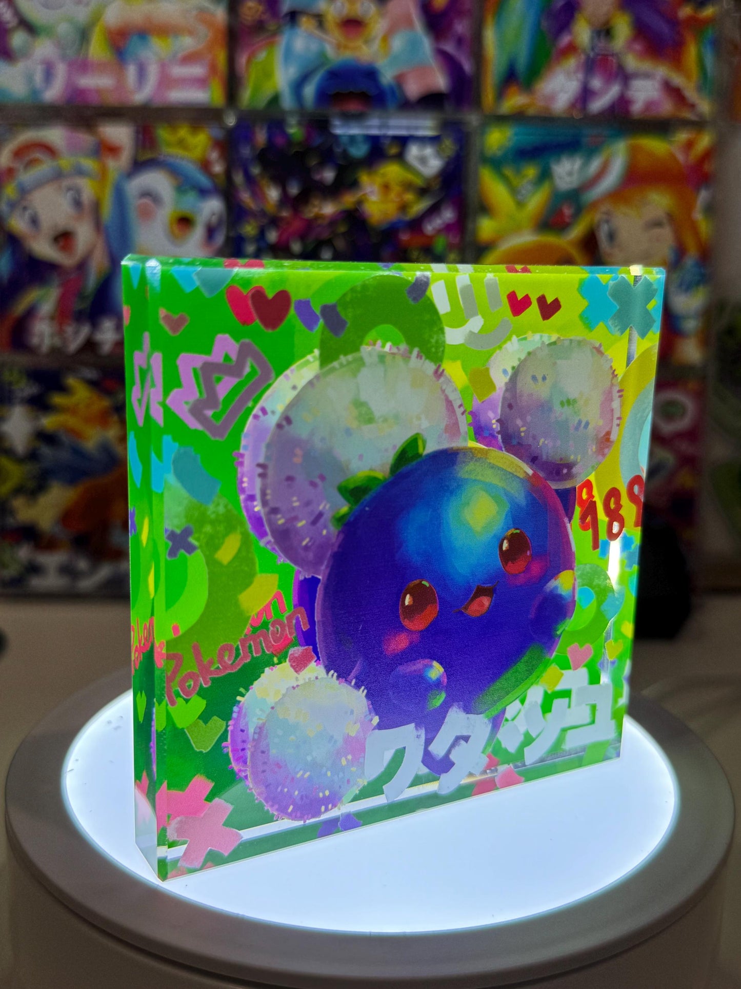 Jumpluff CustomMade Pokemon Acrylic Crystal Block-10cm Handcrafted Gift for Collectors TCG PTCG-Pikachu Charizard Original Display Art