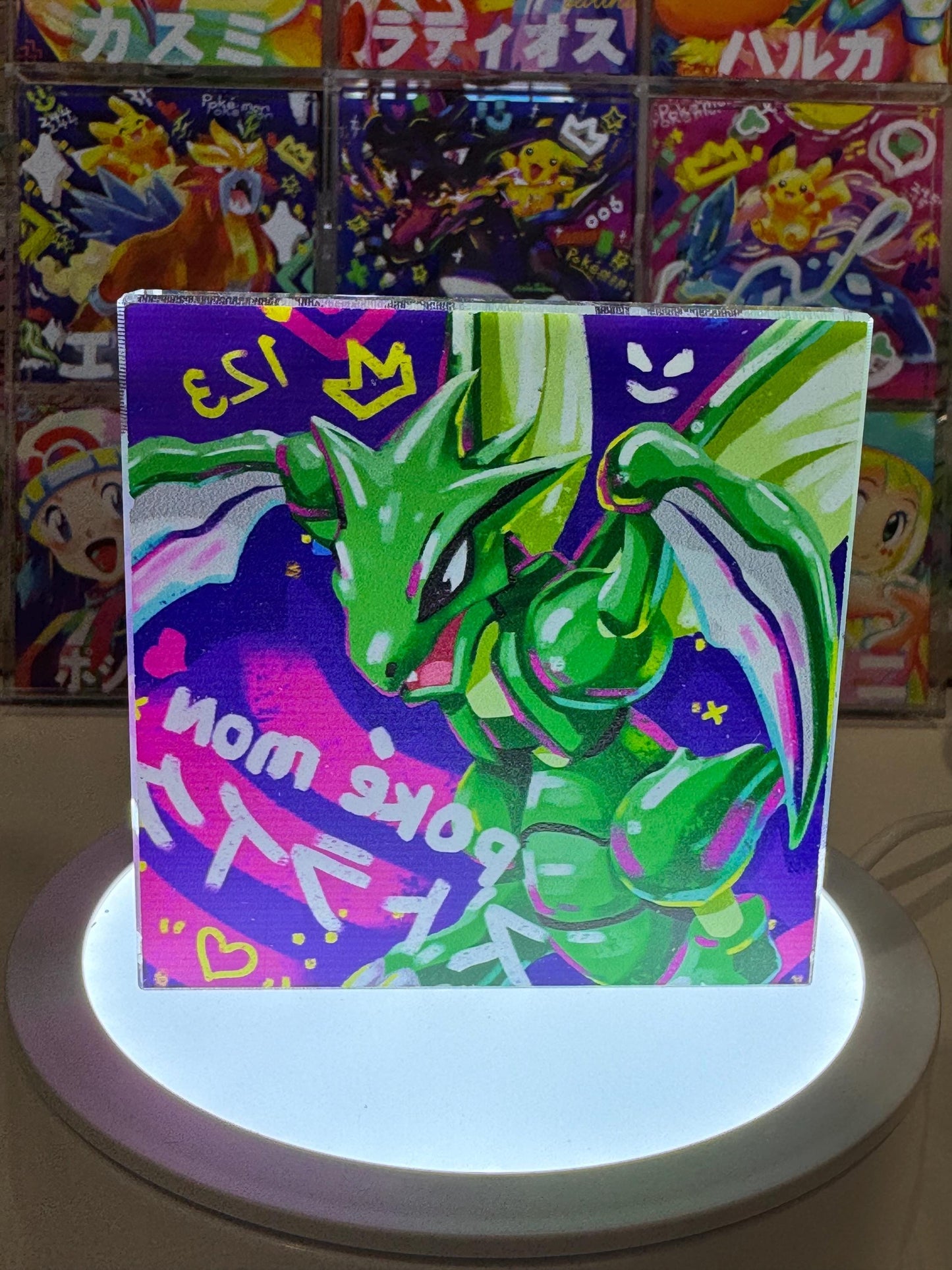 Scyther CustomMade Pokemon Acrylic Crystal Block-10cm Handcrafted Gift for Collectors TCG PTCG-Pikachu Charizard Original Display Art