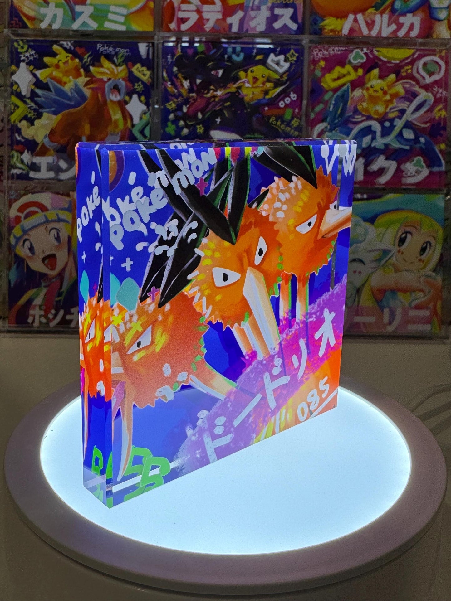 Dodrio CustomMade Pokemon Acrylic Crystal Block-10cm Handcrafted Gift for Collectors TCG PTCG-Pikachu Charizard Original Display Art