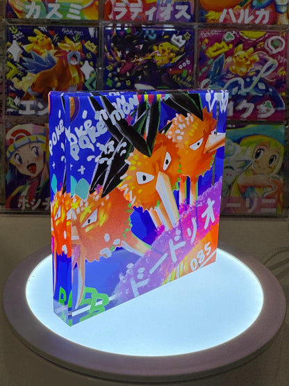 Dodrio CustomMade Pokemon Acrylic Crystal Block-10cm Handcrafted Gift for Collectors TCG PTCG-Pikachu Charizard Original Display Art
