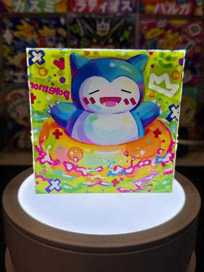 Snorlax CustomMade Pokemon Crystal Acrylic Block 10cmx10cmx1.5cm-Gift For him-Pokemon fan-Pokemon TCG PTCG-Pikachu Charizard Full Art