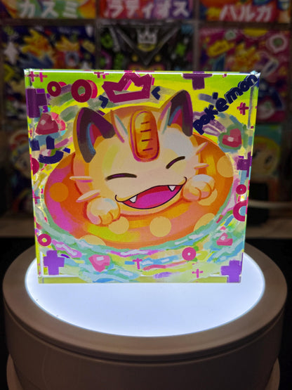 Meowth CustomMade Pokemon Crystal Acrylic Block 10cmx10cmx1.5cm-Gift For him-Pokemon fan-Pokemon TCG PTCG-Pikachu Charizard Full Art