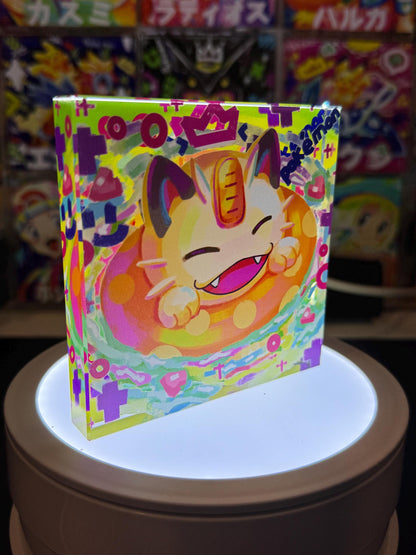 Meowth CustomMade Pokemon Crystal Acrylic Block 10cmx10cmx1.5cm-Gift For him-Pokemon fan-Pokemon TCG PTCG-Pikachu Charizard Full Art