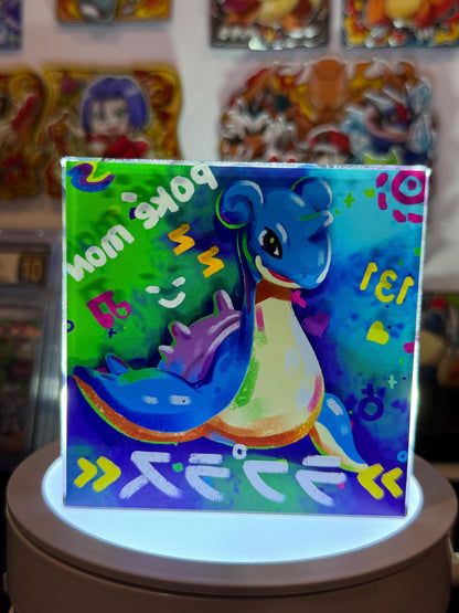 Lapras CustomMade Pokemon Crystal Acrylic Block 10x10x1.5cm-Gift For him-Pokemon fan-Pokemon TCG PTCG-Pikachu Charizard Full Art