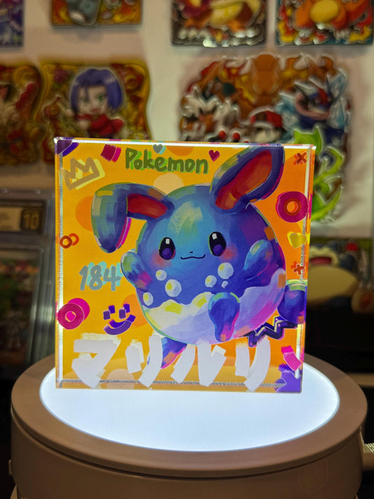 Azumarill CustomMade Pokemon Crystal Acrylic Block 10x10x1.5cm-Gift For him-Pokemon fan-Pokemon TCG PTCG-Pikachu Charizard Full Art