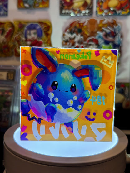 Azumarill CustomMade Pokemon Crystal Acrylic Block 10x10x1.5cm-Gift For him-Pokemon fan-Pokemon TCG PTCG-Pikachu Charizard Full Art