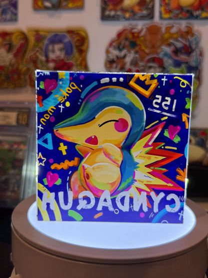 Cyndaquil CustomMade Pokemon Crystal Acrylic Block 10cmx10cmx1.5cm-Gift For him-Pokemon fan-Pokemon TCG PTCG-Pikachu Charizard Full Art