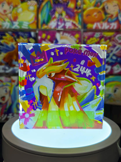 Entei CustomMade Pokemon Crystal Acrylic Block 10cmx10cmx1.5cm-Gift For him-Pokemon fan-Pokemon TCG PTCG-Pikachu Charizard Full Art