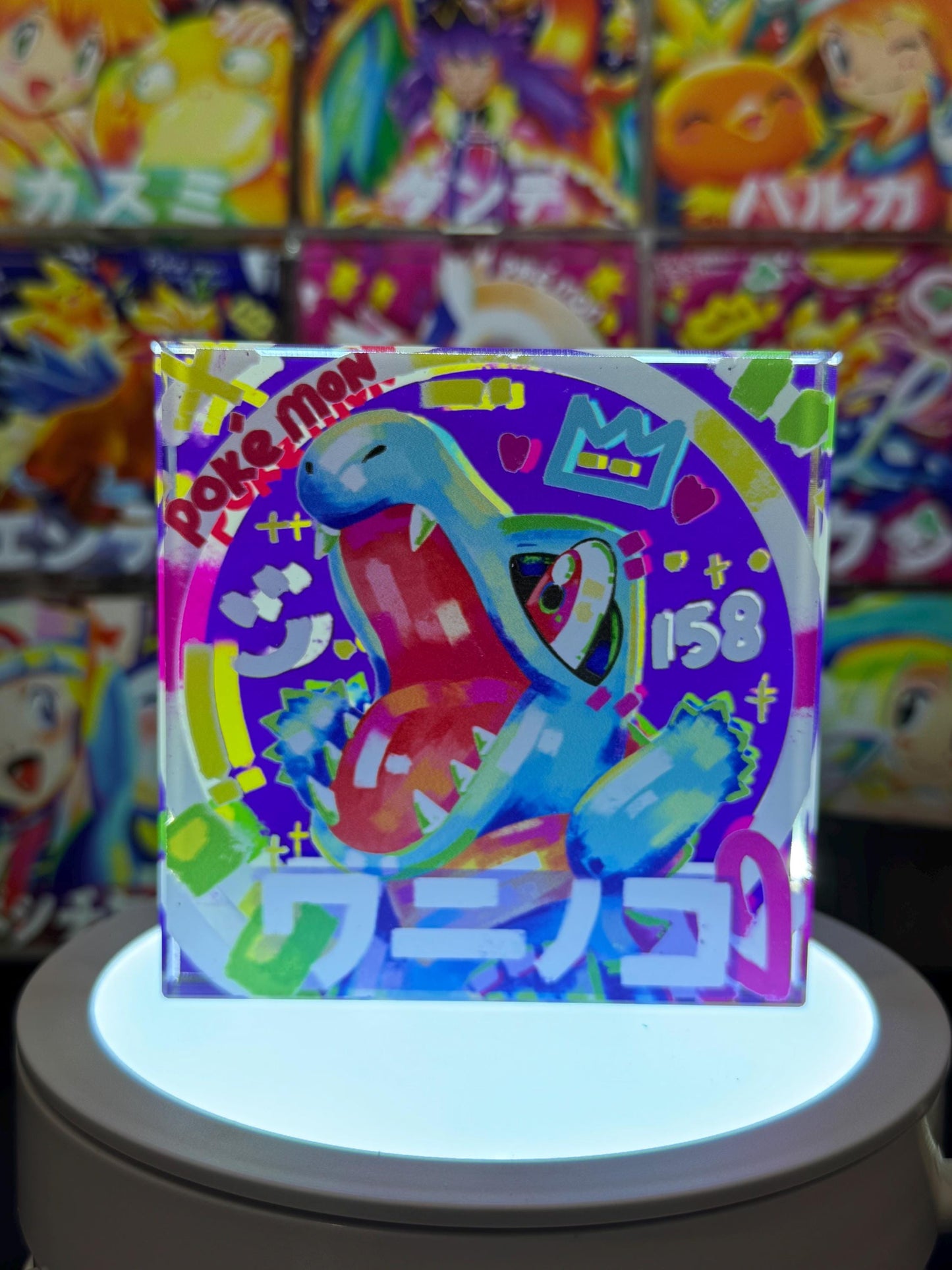 Totodile CustomMade Pokemon Crystal Acrylic Block 10cmx10cmx1.5cm-Gift For him-Pokemon fan-Pokemon TCG PTCG-Pikachu Charizard Full Art