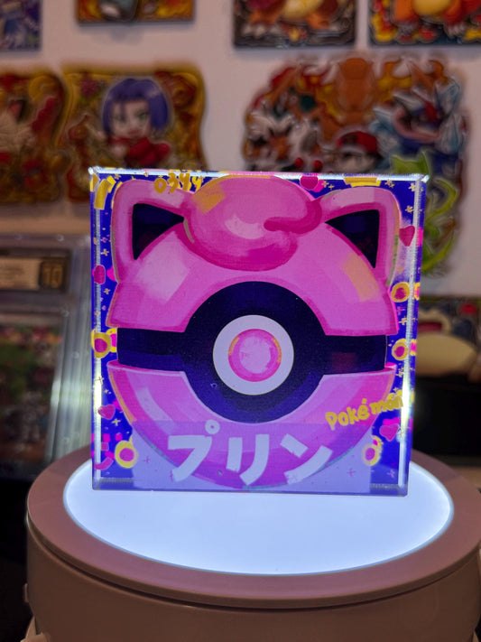 PokeBall CustomMade Pokemon Crystal Acrylic Block 10x10x1.5cm-Gift For him-Pokemon fan-Pokemon TCG PTCG-Pikachu Charizard Full Art