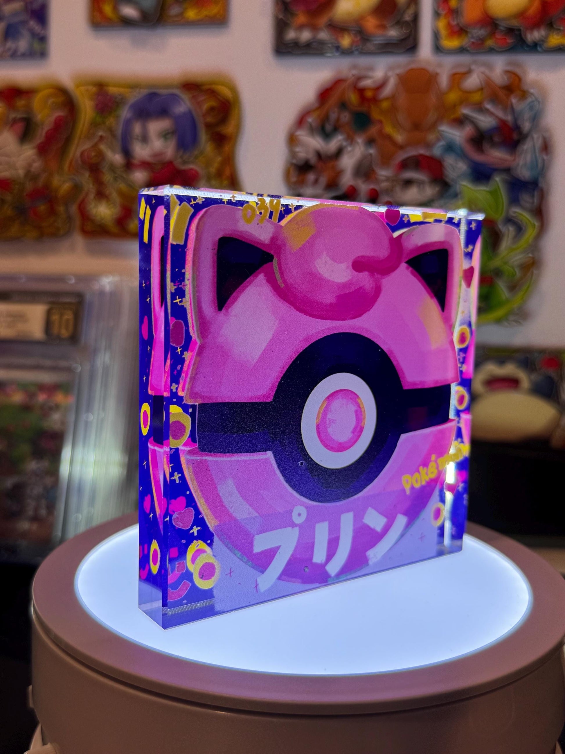 PokeBall CustomMade Pokemon Crystal Acrylic Block 10x10x1.5cm-Gift For him-Pokemon fan-Pokemon TCG PTCG-Pikachu Charizard Full Art