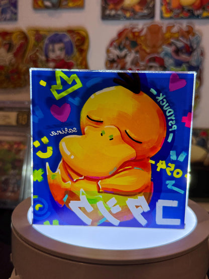 Psyduck CustomMade Pokemon Crystal Acrylic Block 10cmx10cmx1.5cm-Gift For him-Pokemon fan-Pokemon TCG PTCG-Pikachu Charizard Full Art