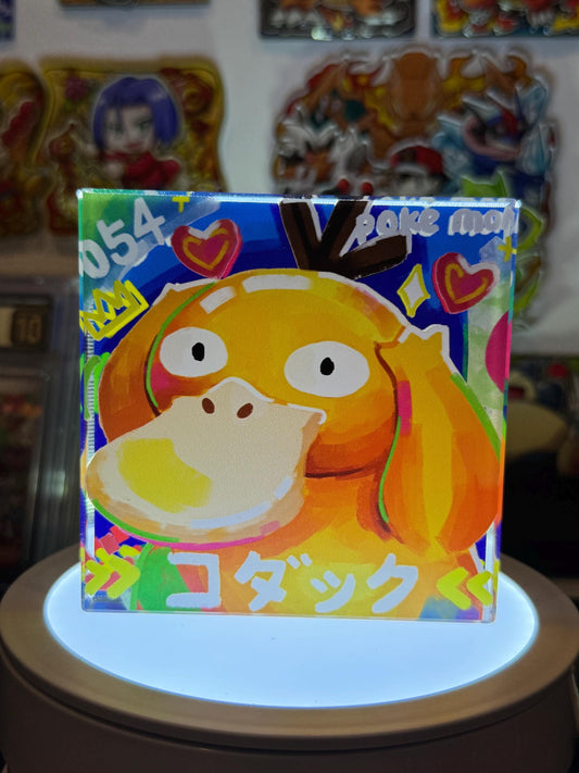 Psyduck CustomMade Pokemon Crystal Acrylic Block 10cmx10cmx1.5cm-Gift For him-Pokemon fan-Pokemon TCG PTCG-Pikachu Charizard Full Art