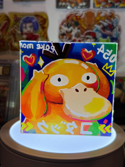 Psyduck CustomMade Pokemon Crystal Acrylic Block 10cmx10cmx1.5cm-Gift For him-Pokemon fan-Pokemon TCG PTCG-Pikachu Charizard Full Art