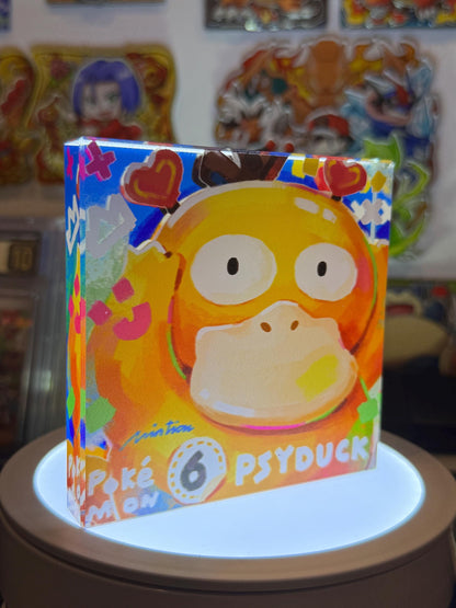 Psyduck CustomMade Pokemon Crystal Acrylic Block 10cmx10cmx1.5cm-Gift For him-Pokemon fan-Pokemon TCG PTCG-Pikachu Charizard Full Art