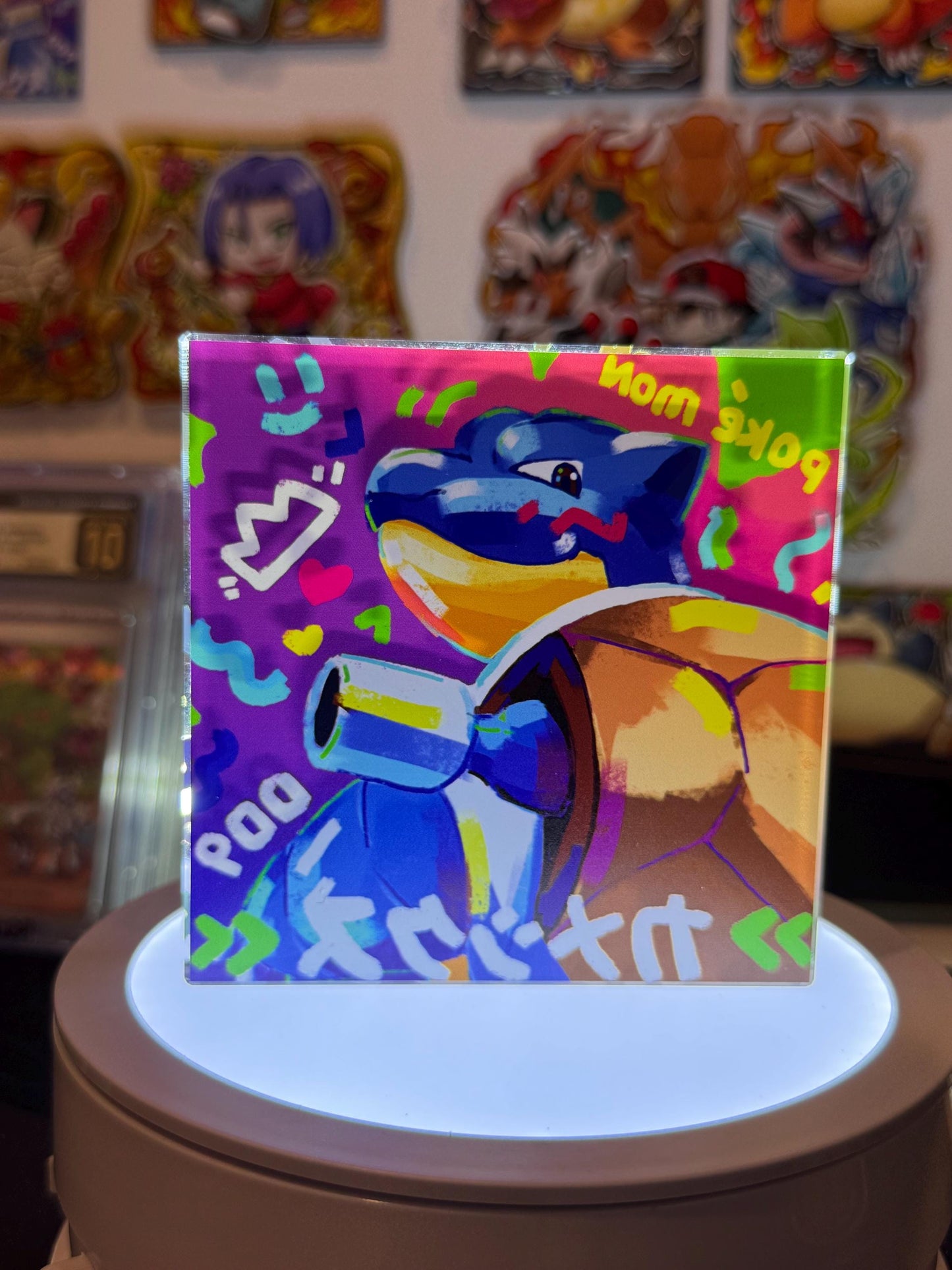 Blastoise CustomMade Pokemon Crystal Acrylic Block 10cmx10cmx1.5cm-Gift For him-Pokemon fan-Pokemon TCG PTCG-Pikachu Charizard Full Art