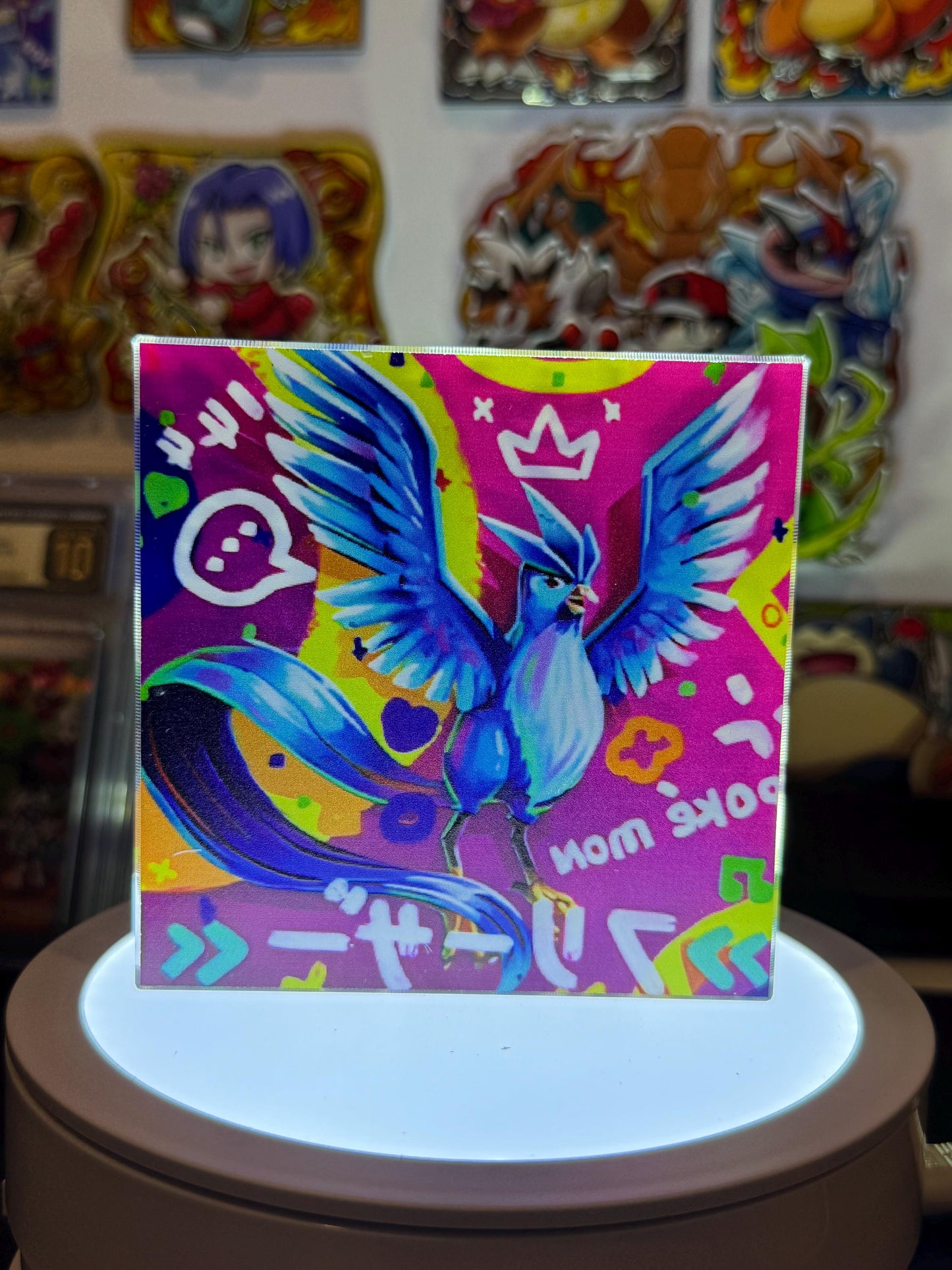 Articuno CustomMade Pokemon Crystal Acrylic Block 10cmx10cmx1.5cm-Gift For him-Pokemon fan-Pokemon TCG PTCG-Pikachu Charizard Full Art