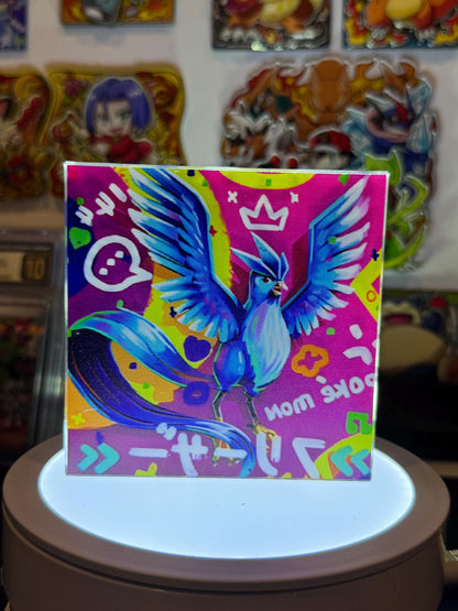 Articuno CustomMade Pokemon Crystal Acrylic Block 10cmx10cmx1.5cm-Gift For him-Pokemon fan-Pokemon TCG PTCG-Pikachu Charizard Full Art