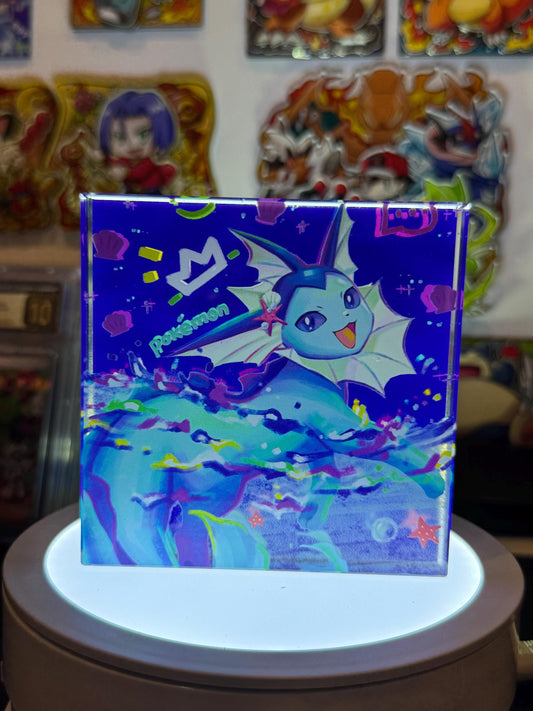 Vaporeon eevee CustomMade Pokemon Crystal Acrylic Block 10cmx10cmx1.5cm-Gift For him-Pokemon fan-Pokemon TCG PTCG-Pikachu Charizard Full Art