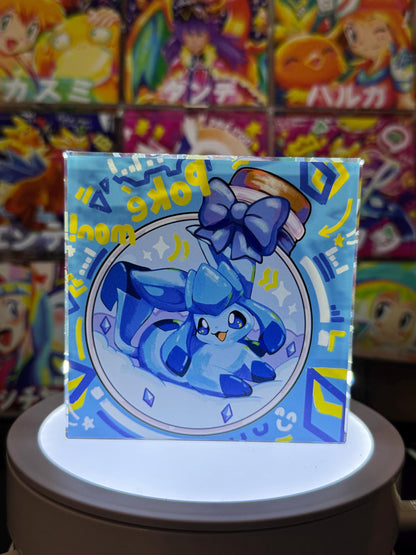 Glaceon eevee CustomMade Pokemon Crystal Acrylic Block 10cmx10cmx1.5cm-Gift For him-Pokemon fan-Pokemon TCG PTCG-Pikachu Charizard Full Art
