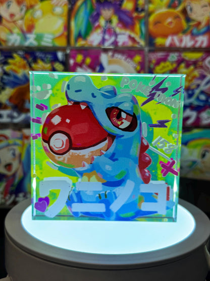 Totodile CustomMade Pokemon Crystal Acrylic Block 10cmx10cmx1.5cm-Gift For him-Pokemon fan-Pokemon TCG PTCG-Pikachu Charizard Full Art
