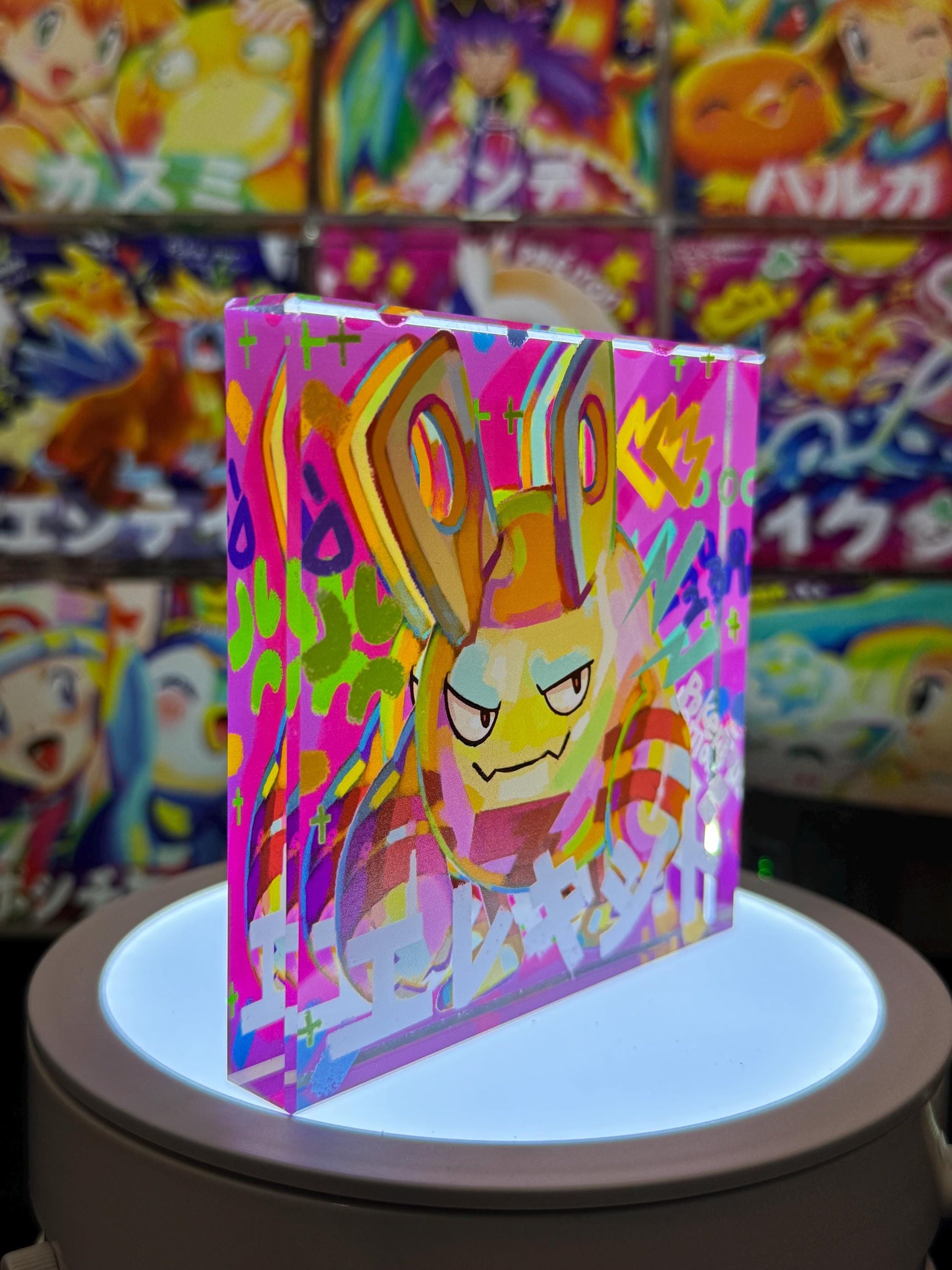 Electabuzz Evolution Chain CustomMade Pokemon Crystal Acrylic Block 10x10x1.5cm-Gift For him-Pokemon fan-Pokemon TCG PTCG Full Art