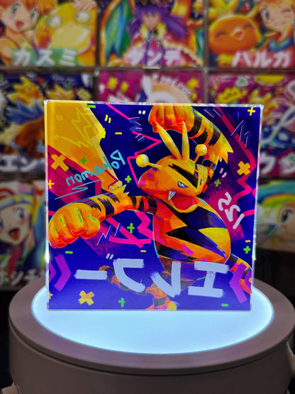 Electabuzz Evolution Chain CustomMade Pokemon Crystal Acrylic Block 10x10x1.5cm-Gift For him-Pokemon fan-Pokemon TCG PTCG Full Art