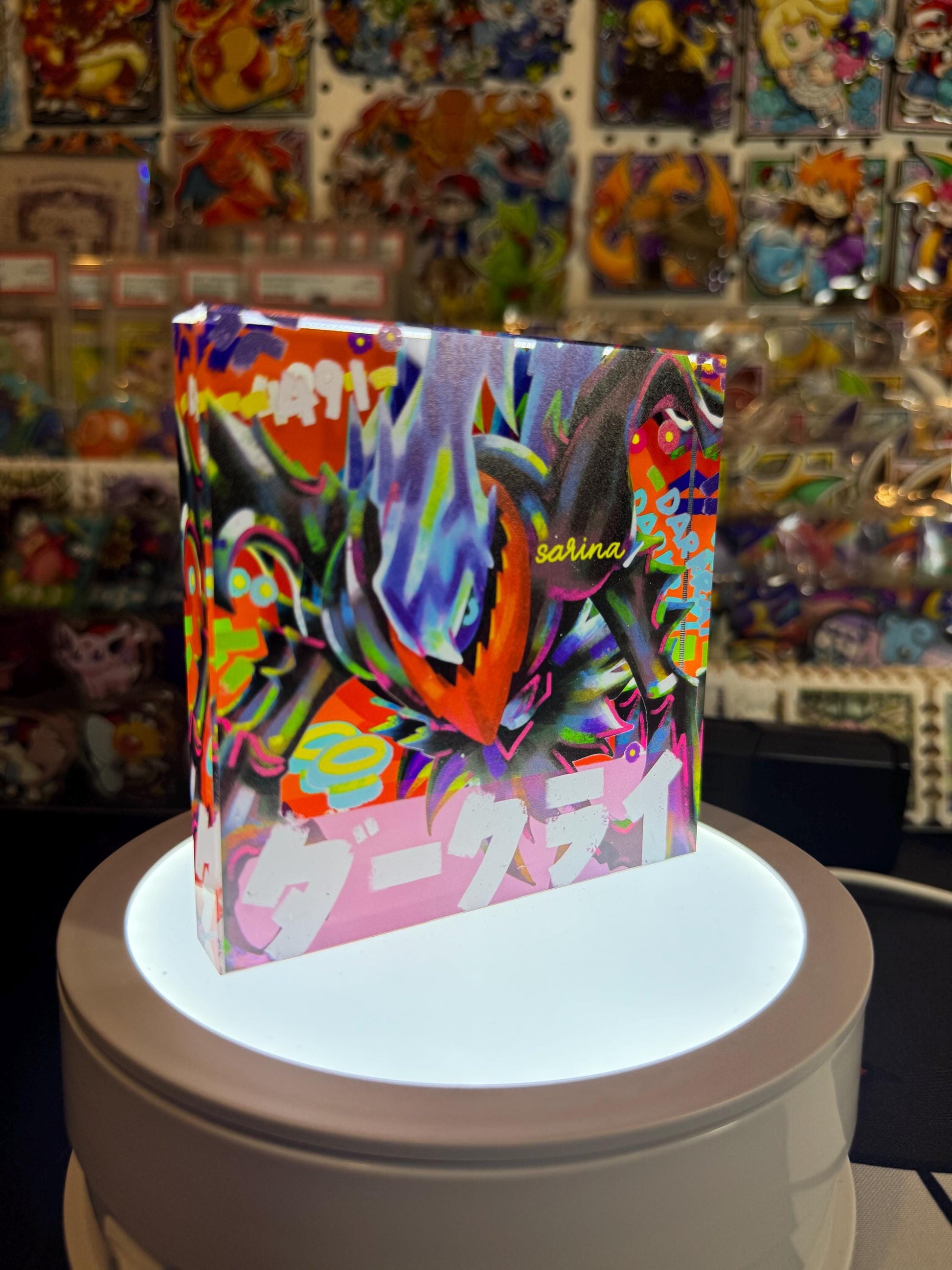 Darkrai CustomMade Pokemon Crystal Acrylic Block 10x10x1.5cm-Gift For him-Pokemon fan-Pokemon TCG PTCG-Pikachu Charizard Full Art