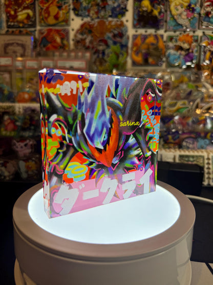 Darkrai CustomMade Pokemon Crystal Acrylic Block 10x10x1.5cm-Gift For him-Pokemon fan-Pokemon TCG PTCG-Pikachu Charizard Full Art