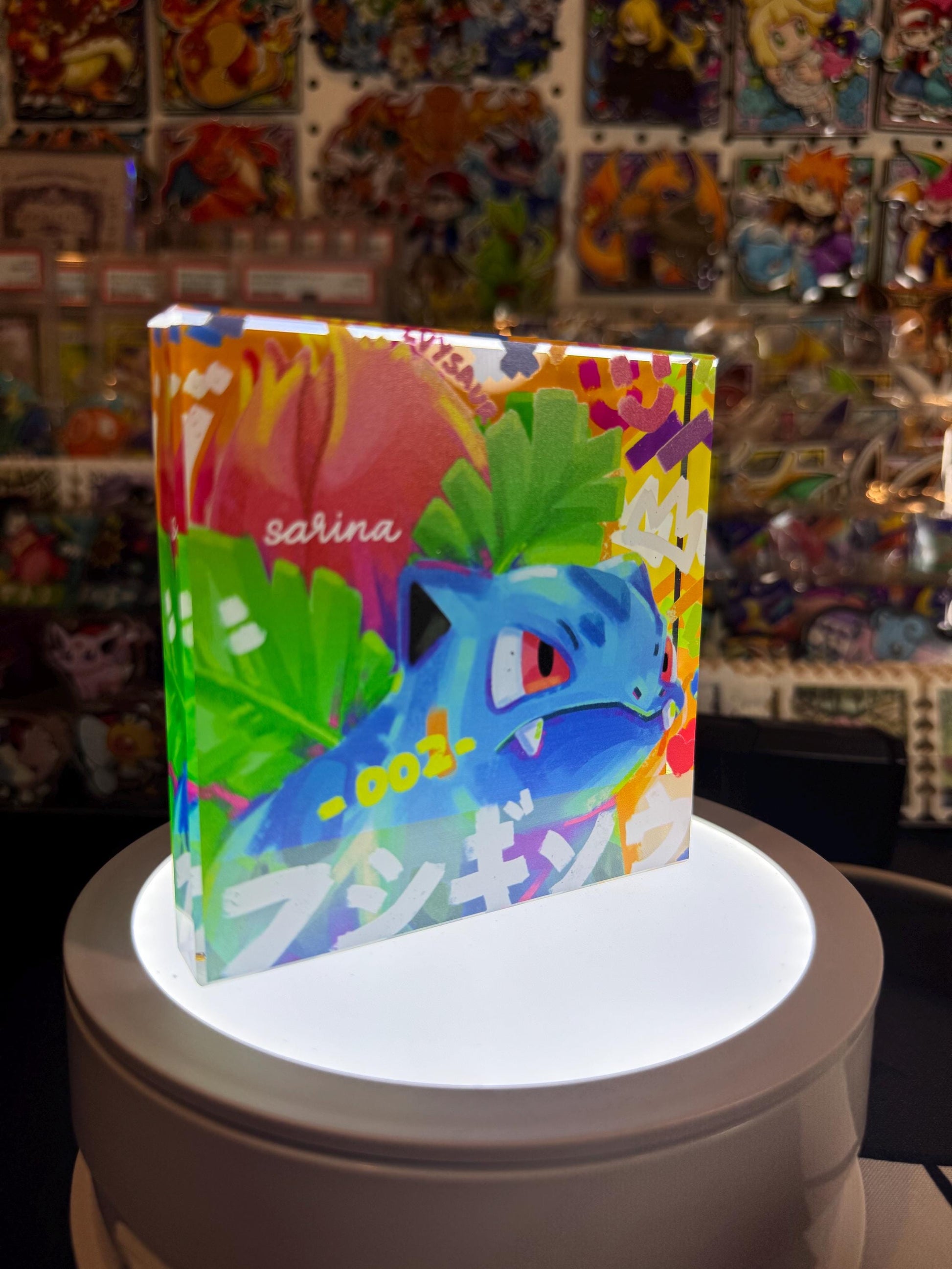 Bulbasaur evolution CustomMade Pokemon Crystal Acrylic Block 10x10x1.5cm-Gift For him-Pokemon fan-Pokemon TCG PTCG Full Art