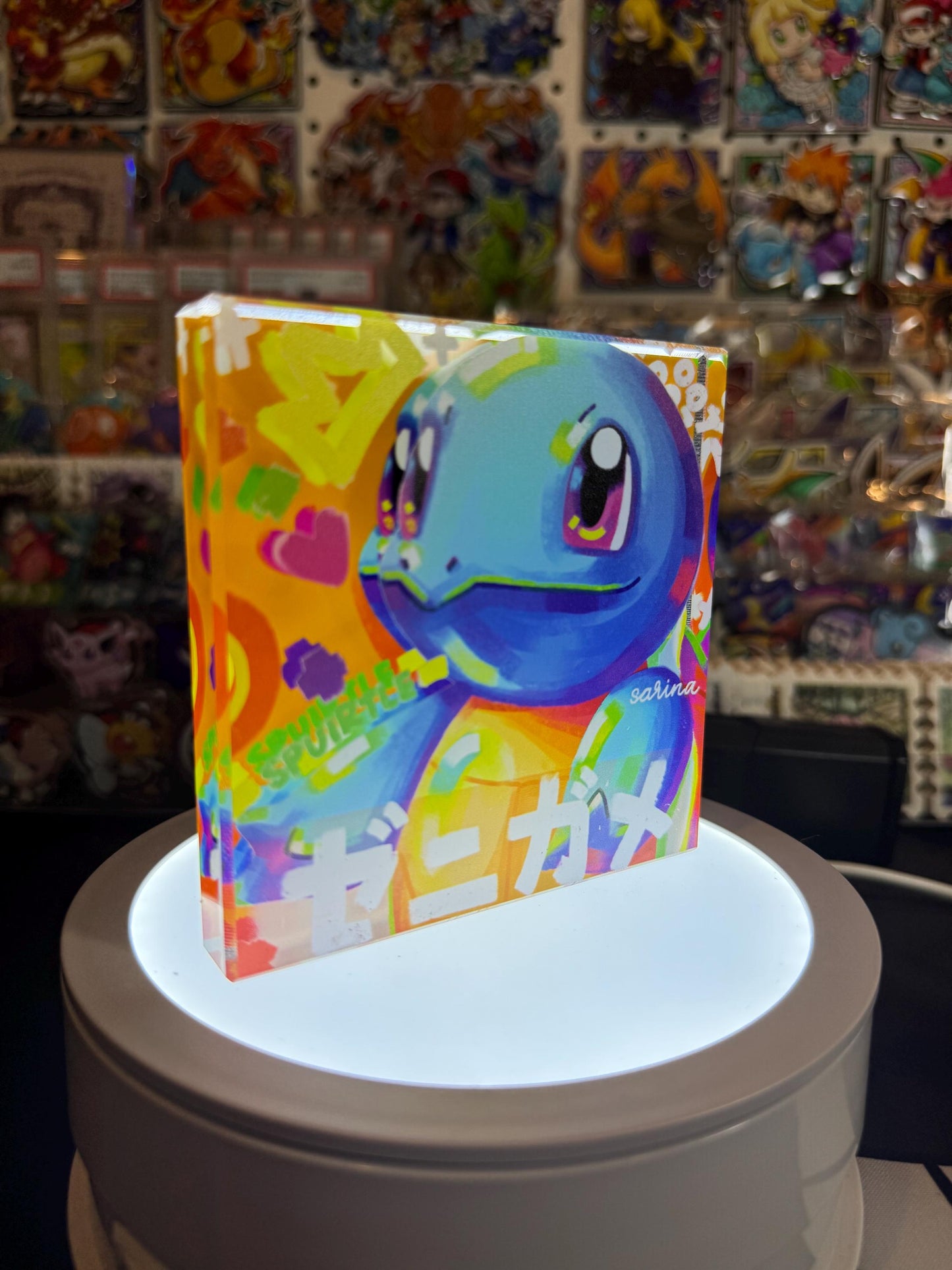Squirtle Evolution Chain CustomMade Pokemon Crystal Acrylic Block 10x10x1.5cm-Gift For him-Pokemon fan-Pokemon TCG PTCG Full Art