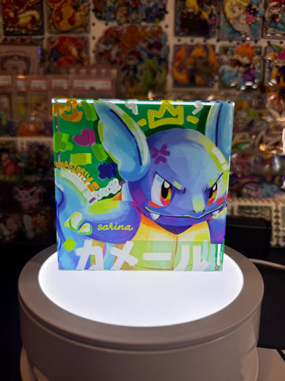 Squirtle Evolution Chain CustomMade Pokemon Crystal Acrylic Block 10x10x1.5cm-Gift For him-Pokemon fan-Pokemon TCG PTCG Full Art