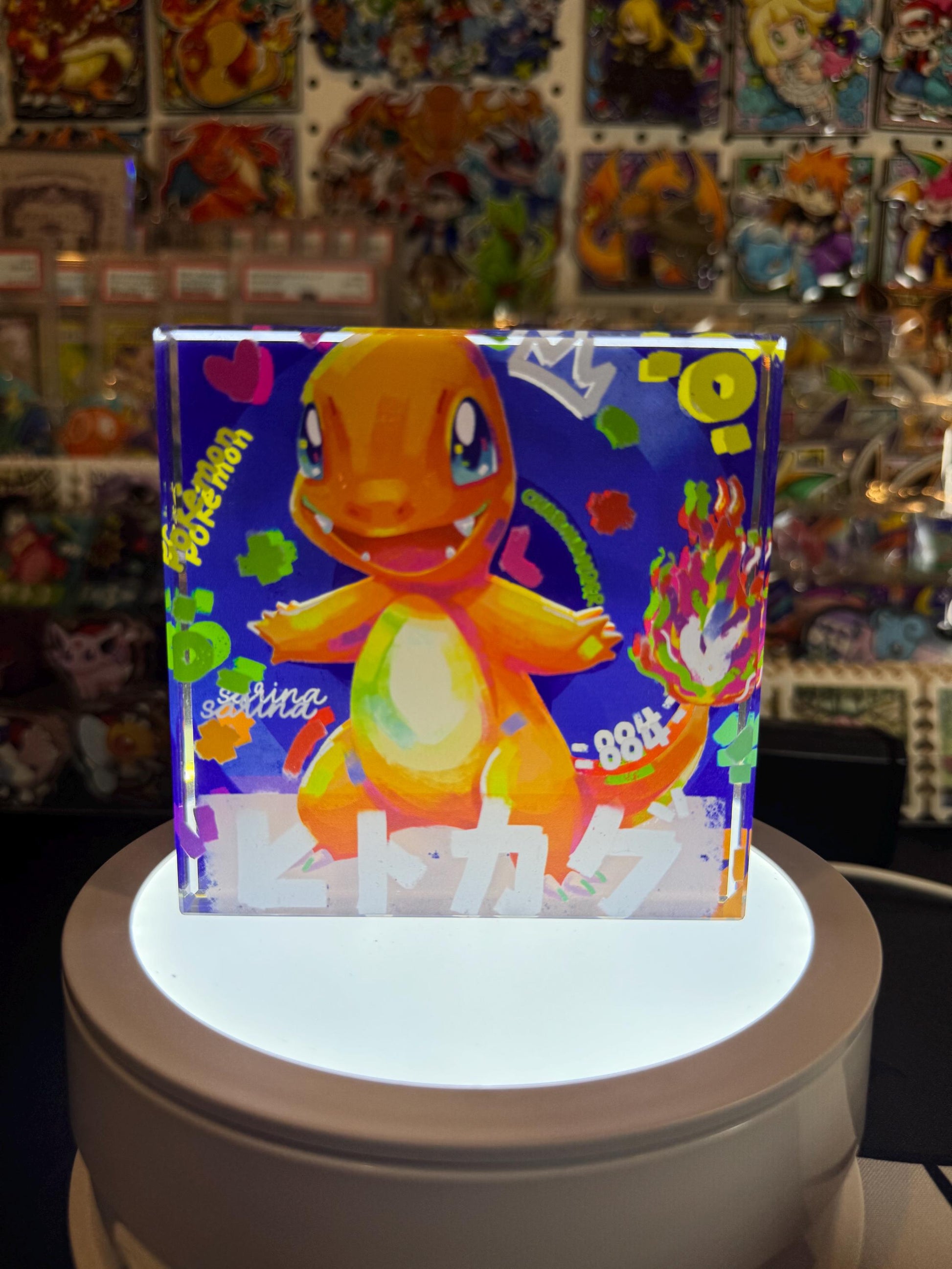 Charmander Evolution Chain CustomMade Pokemon Crystal Acrylic Block 10x10x1.5cm-Gift For him-Pokemon fan-Pokemon TCG PTCG Full Art