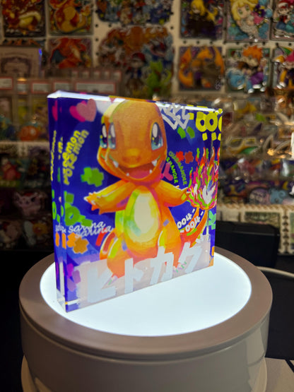 Charmander Evolution Chain CustomMade Pokemon Crystal Acrylic Block 10x10x1.5cm-Gift For him-Pokemon fan-Pokemon TCG PTCG Full Art