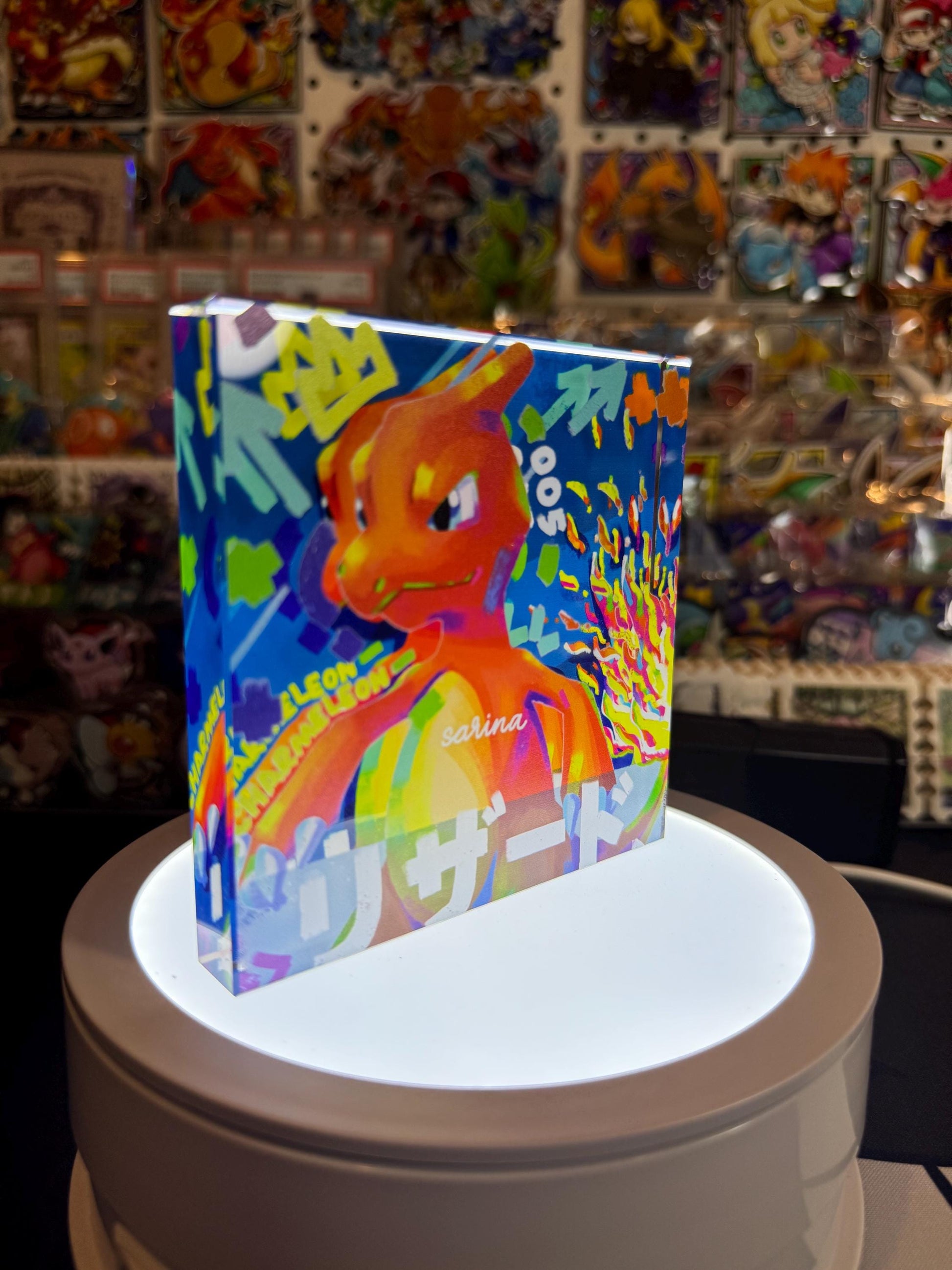 Charmander Evolution Chain CustomMade Pokemon Crystal Acrylic Block 10x10x1.5cm-Gift For him-Pokemon fan-Pokemon TCG PTCG Full Art