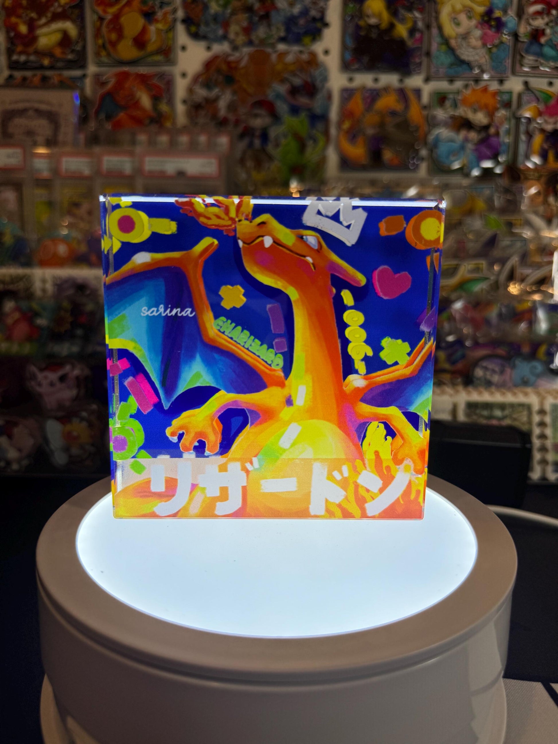 Charmander Evolution Chain CustomMade Pokemon Crystal Acrylic Block 10x10x1.5cm-Gift For him-Pokemon fan-Pokemon TCG PTCG Full Art