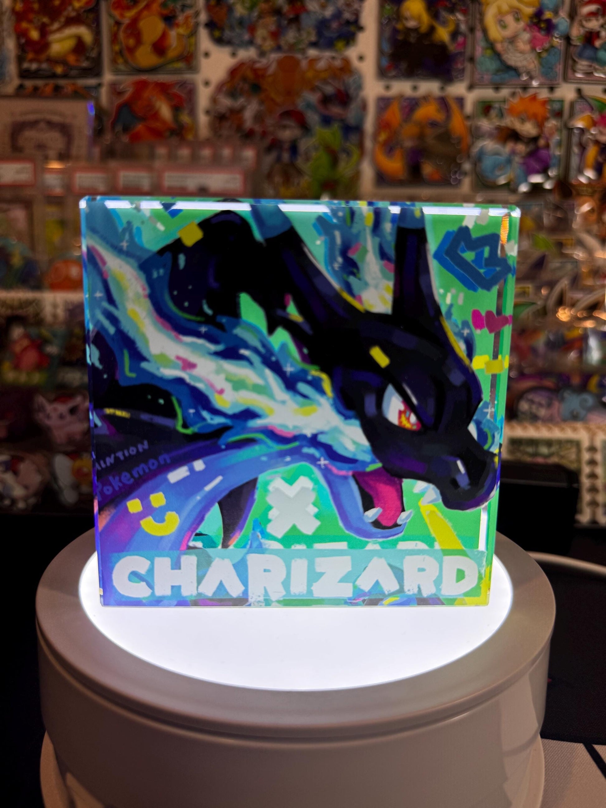 Charizard X CustomMade Pokemon Crystal Acrylic Block 10x10x1.5cm-Gift For him-Pokemon fan-Pokemon TCG PTCG-Pikachu Charizard Full Art