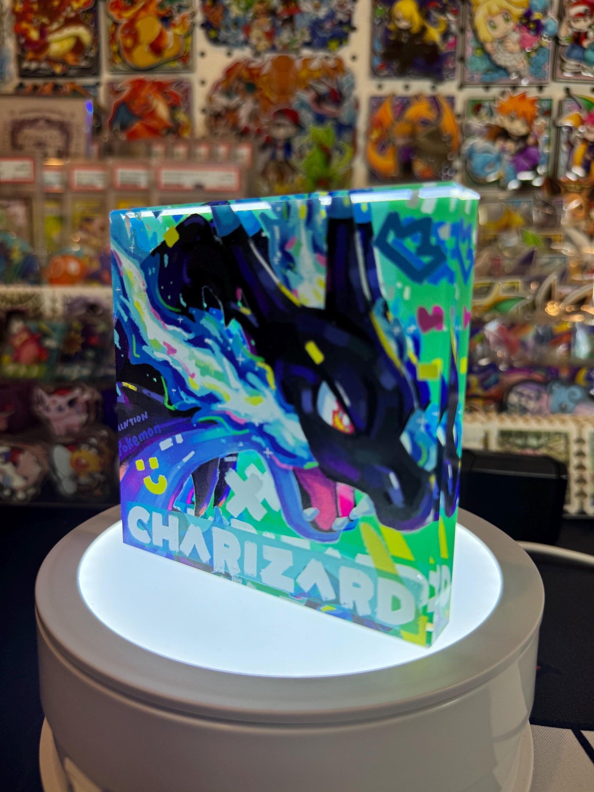 Charizard X CustomMade Pokemon Crystal Acrylic Block 10x10x1.5cm-Gift For him-Pokemon fan-Pokemon TCG PTCG-Pikachu Charizard Full Art